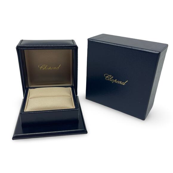 Chopard EMPTY navy blue leather ring box - Picture 1 of 5